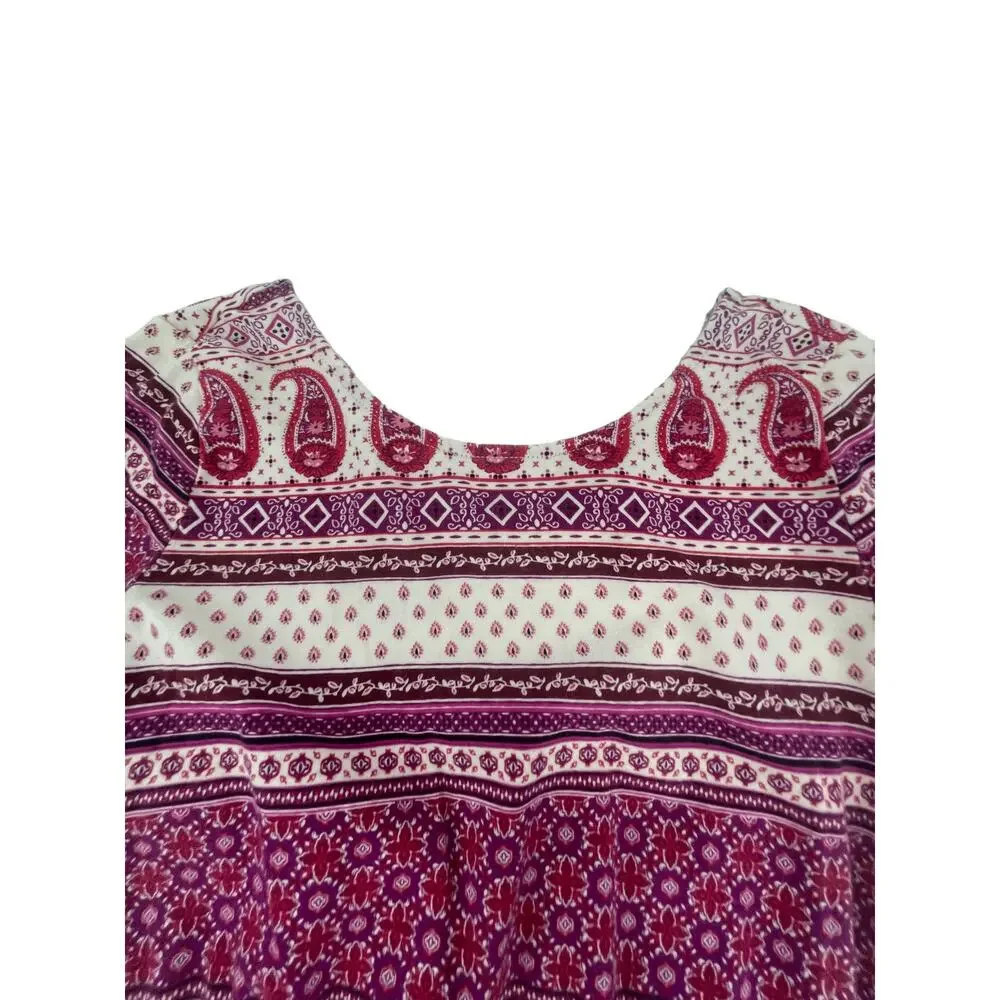 Old Navy Girls Burgundy White Paisley Mini Dress Youth Size Medium 8